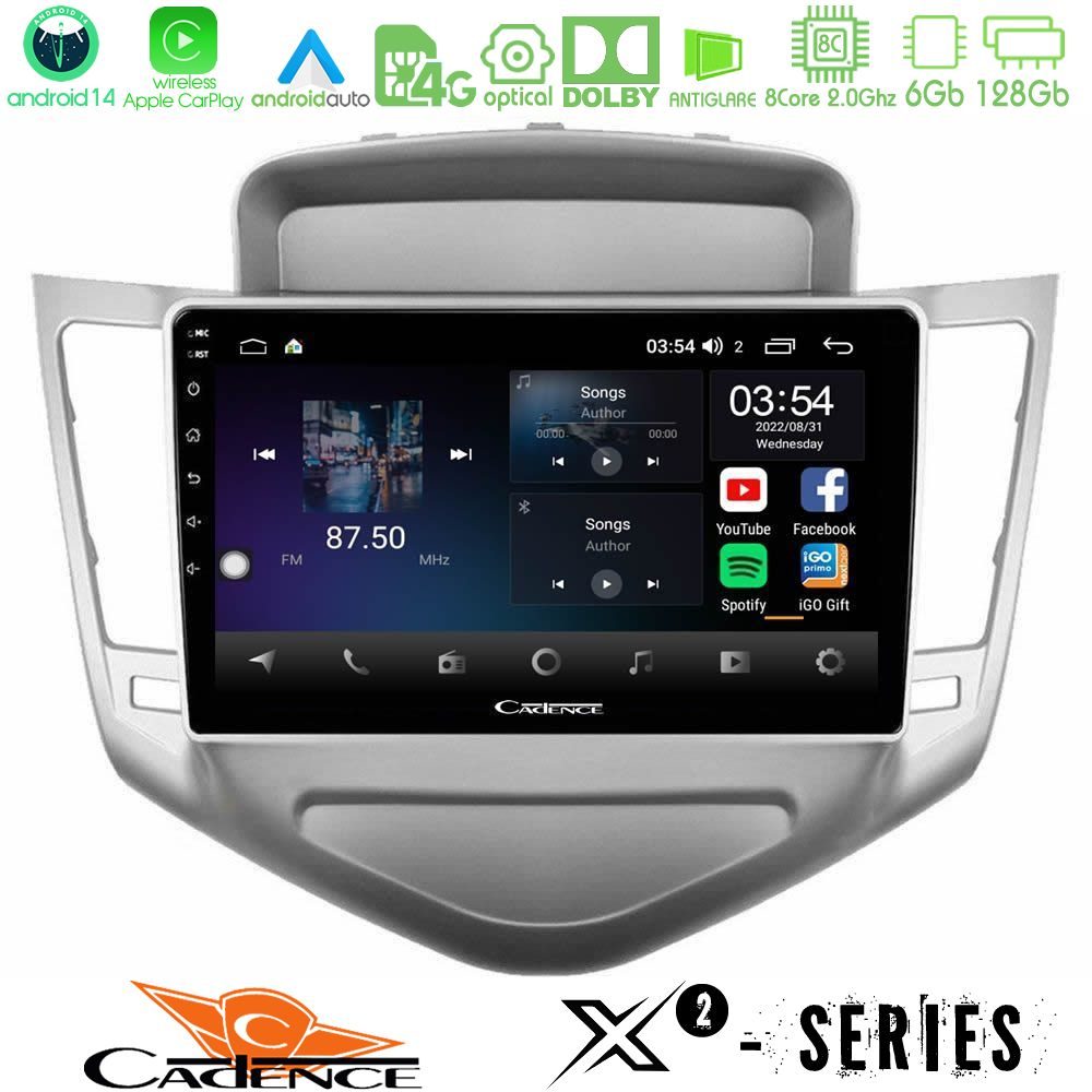 Cadence X2 Series 8Core Android14 6+128GB  Chevrolet Cruze 2009-2012 Navigation Multimedia Tablet 9"