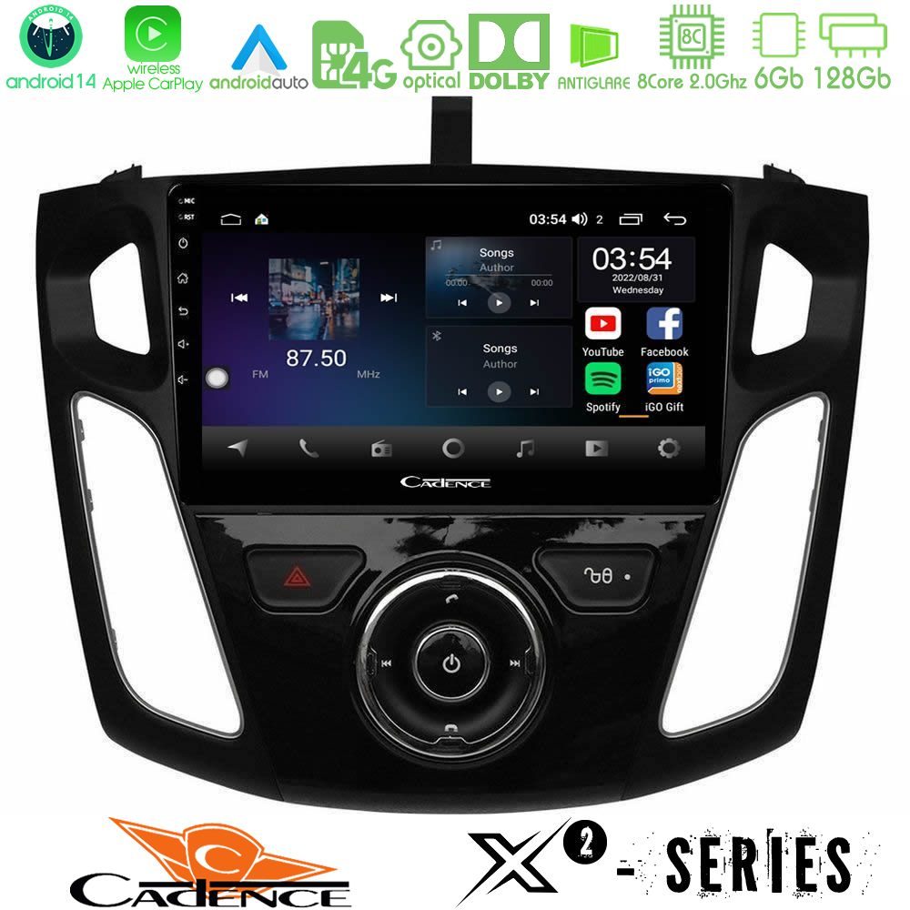 Cadence X2 Series 8Core Android14 6+128GB  Ford Focus 2012-2018 Navigation Multimedia Tablet 9"
