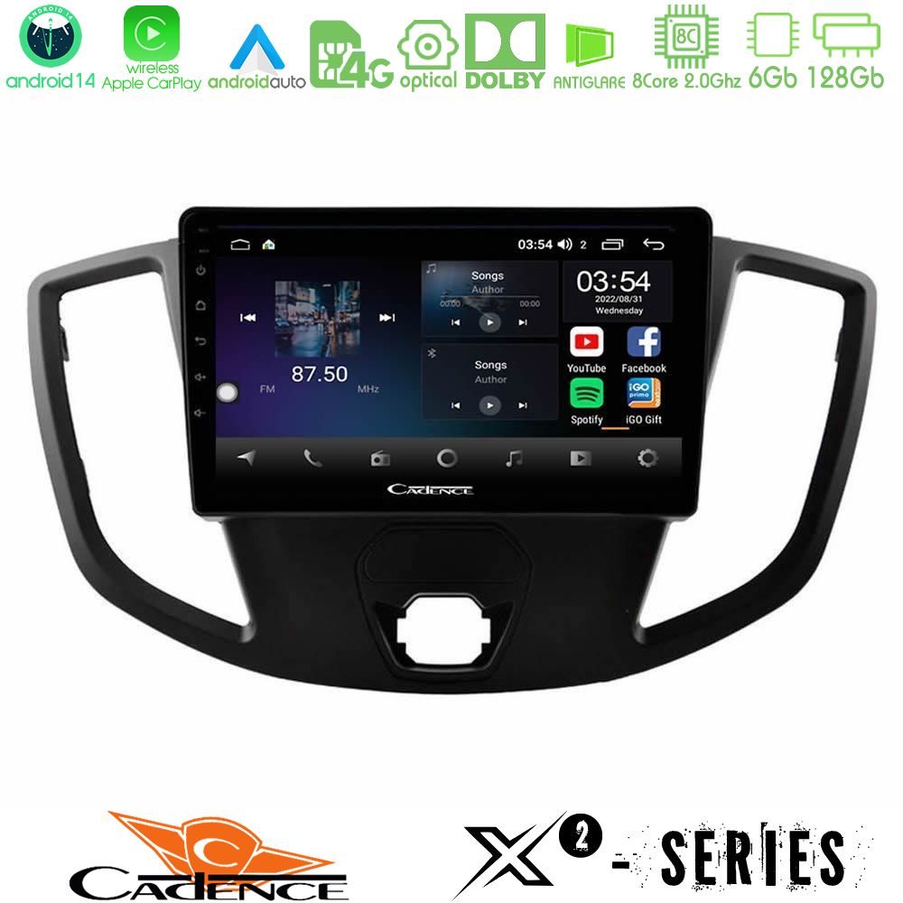 Cadence X2 Series 8Core Android14 6+128GB  Ford Transit 2014-> Navigation Multimedia Tablet 9"