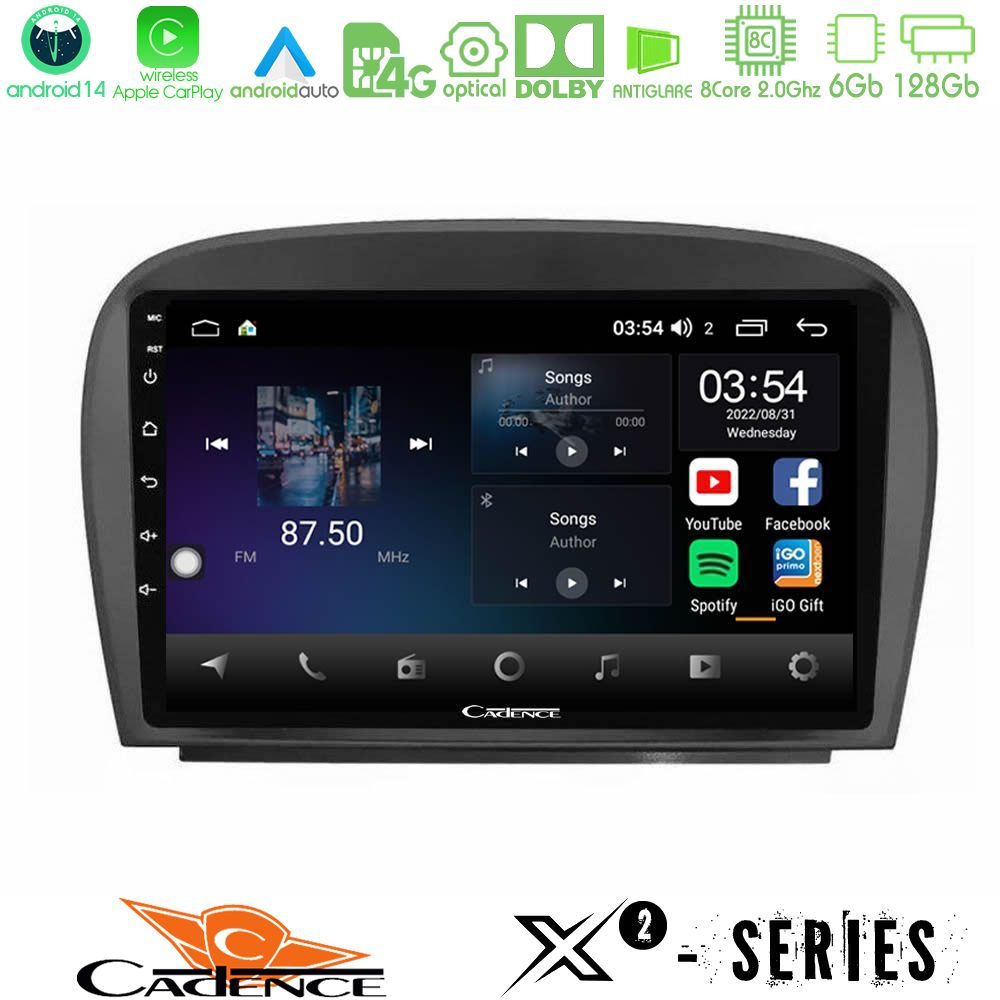 Cadence X2 Series 8Core Android14 6+128GB  Mercedes SL Class 2005-2011 Navigation Multimedia Tablet 9"