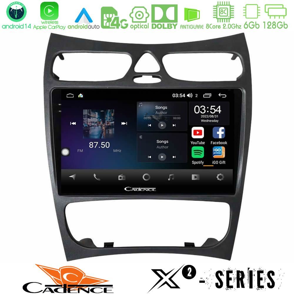 Cadence X2 Series 8Core Android14 6+128GB  Mercedes CLK Class W209 2000-2004 Navigation Multimedia Tablet 9"