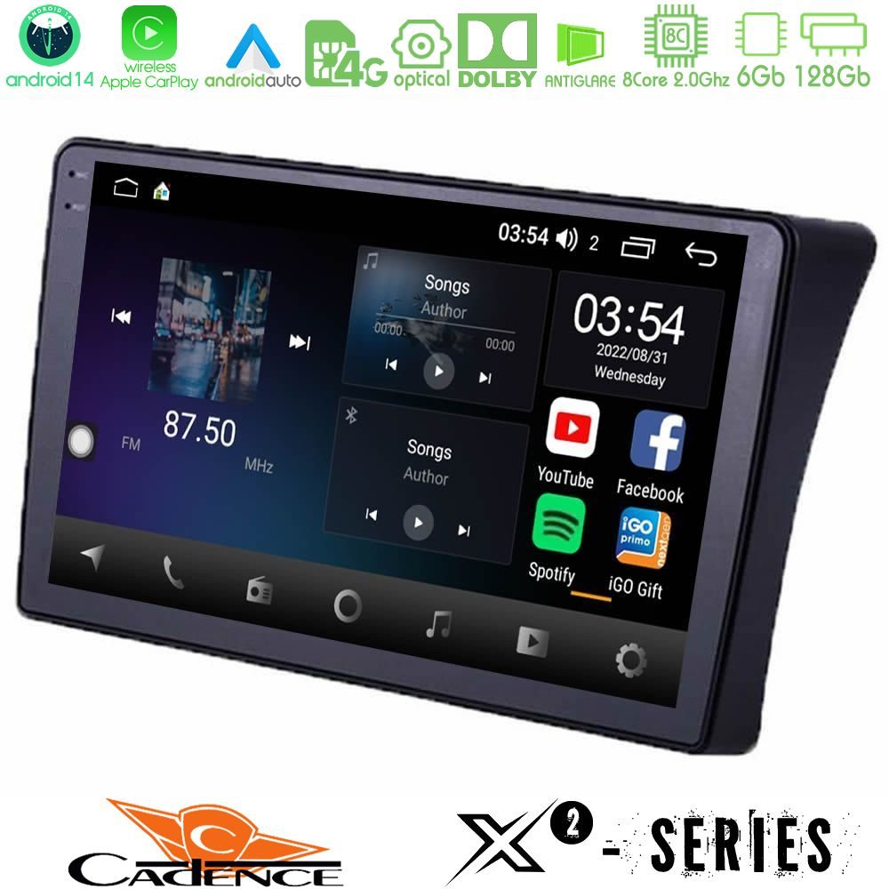 Cadence X2 Series 8Core Android14 6+128GB  Nissan Navara D40 Navigation Multimedia Tablet 9"