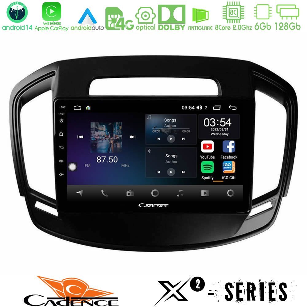 Cadence X2 Series 8Core Android14 6+128GB  Opel Insignia 2014-2017 Navigation Multimedia Tablet 9"