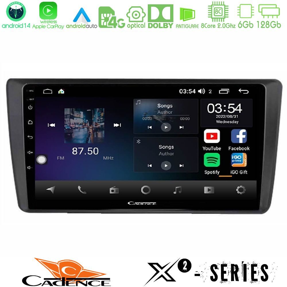 Cadence X2 Series 8Core Android14 6+128GB  Skoda Octavia 2004-2012 Navigation Multimedia Tablet 9"