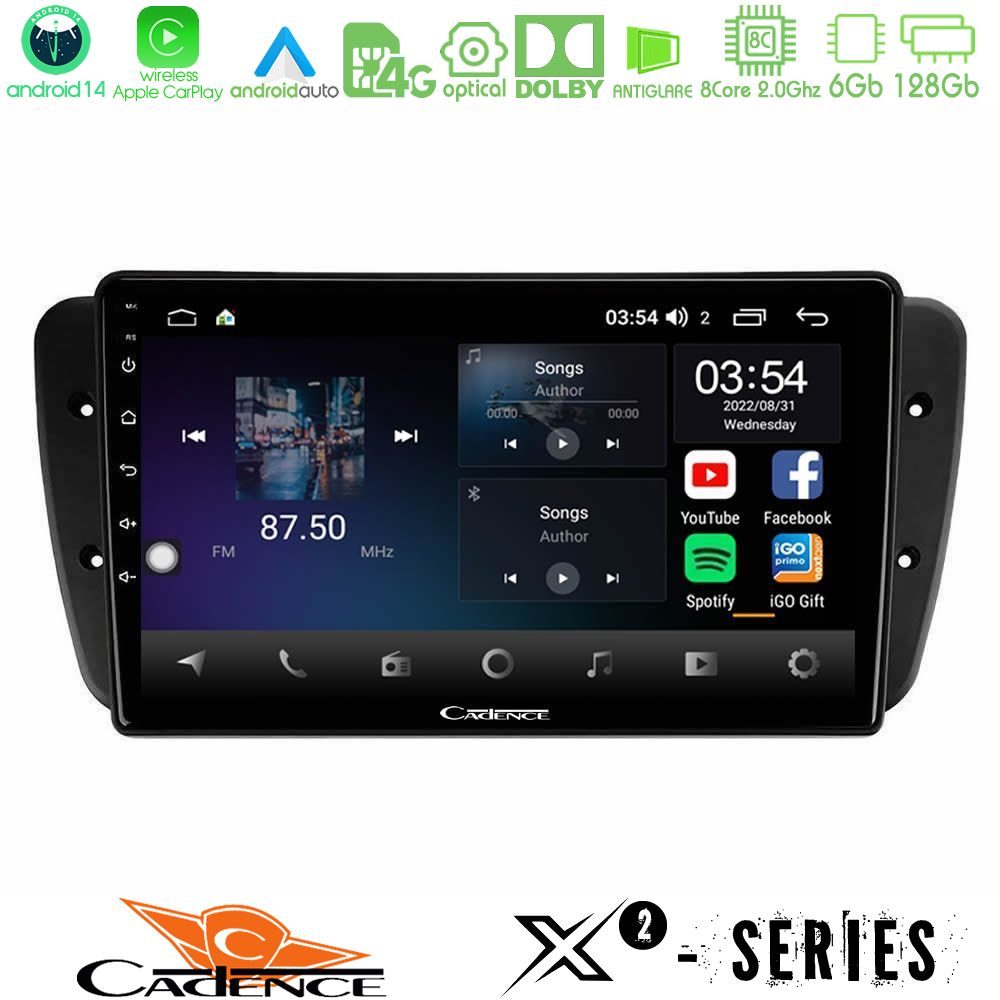 Cadence X2 Series 8Core Android14 6+128GB  Seat Ibiza 2008-2012 Navigation Multimedia Tablet 9"