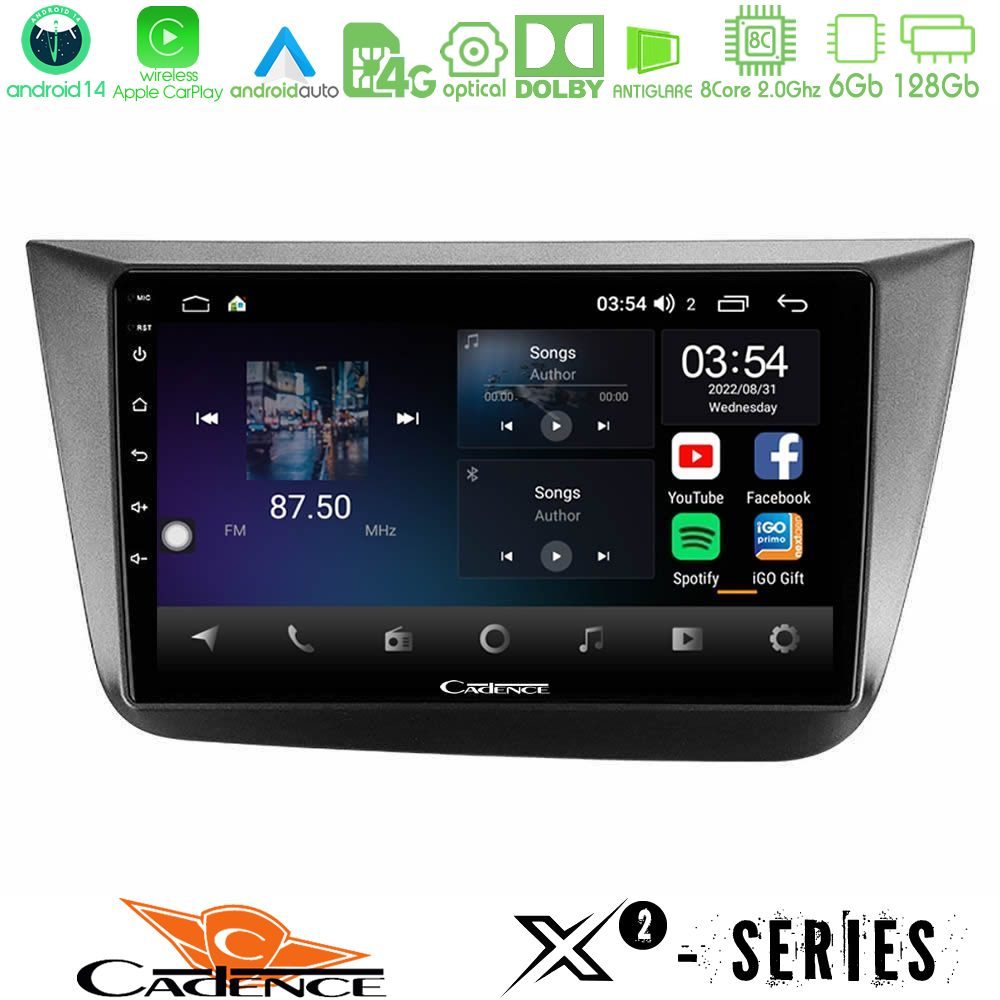 Cadence X2 Series 8Core Android14 6+128GB  Seat Altea 2004-2015 Navigation Multimedia Tablet 9"