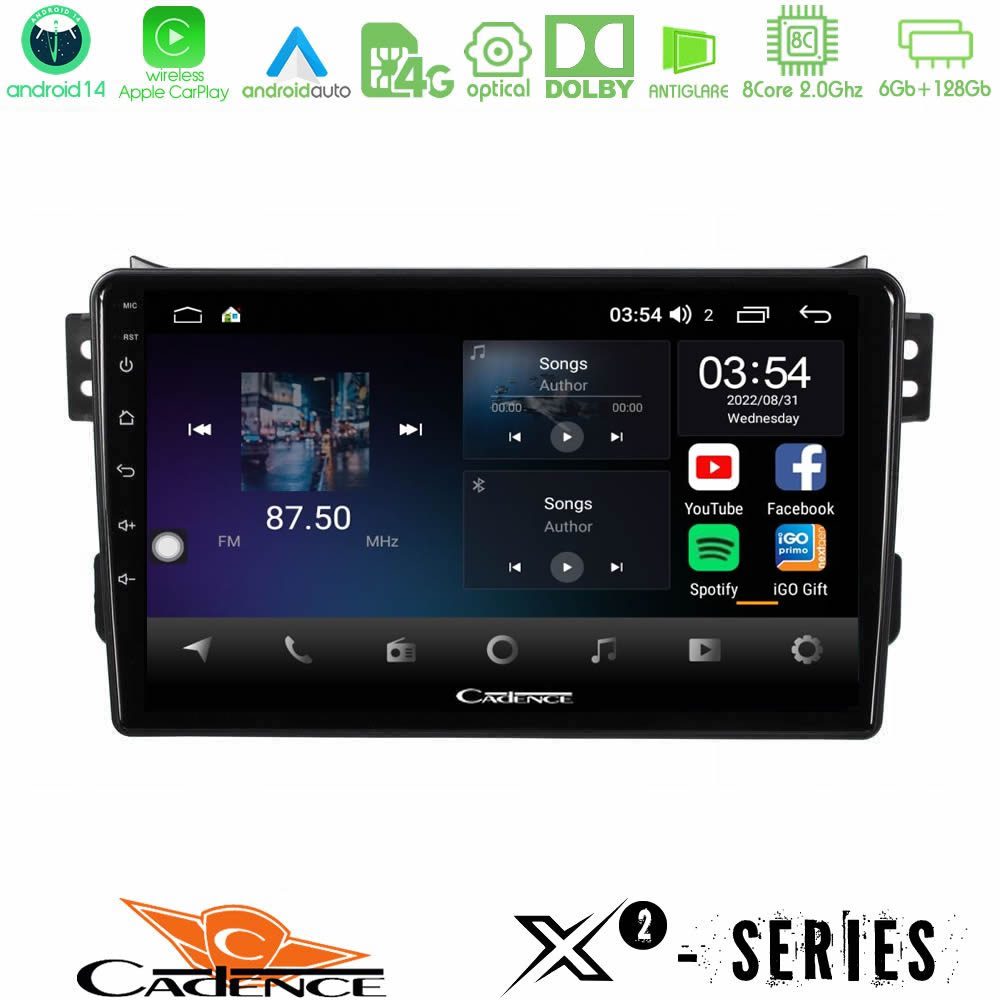 Cadence X2 Series 8Core Android14 6+128GB Suzuki Splash & Opel Agila 2008-2014 Navigation Multimedia Tablet 9" Suzuki Splash & Opel Agila 2008-2014