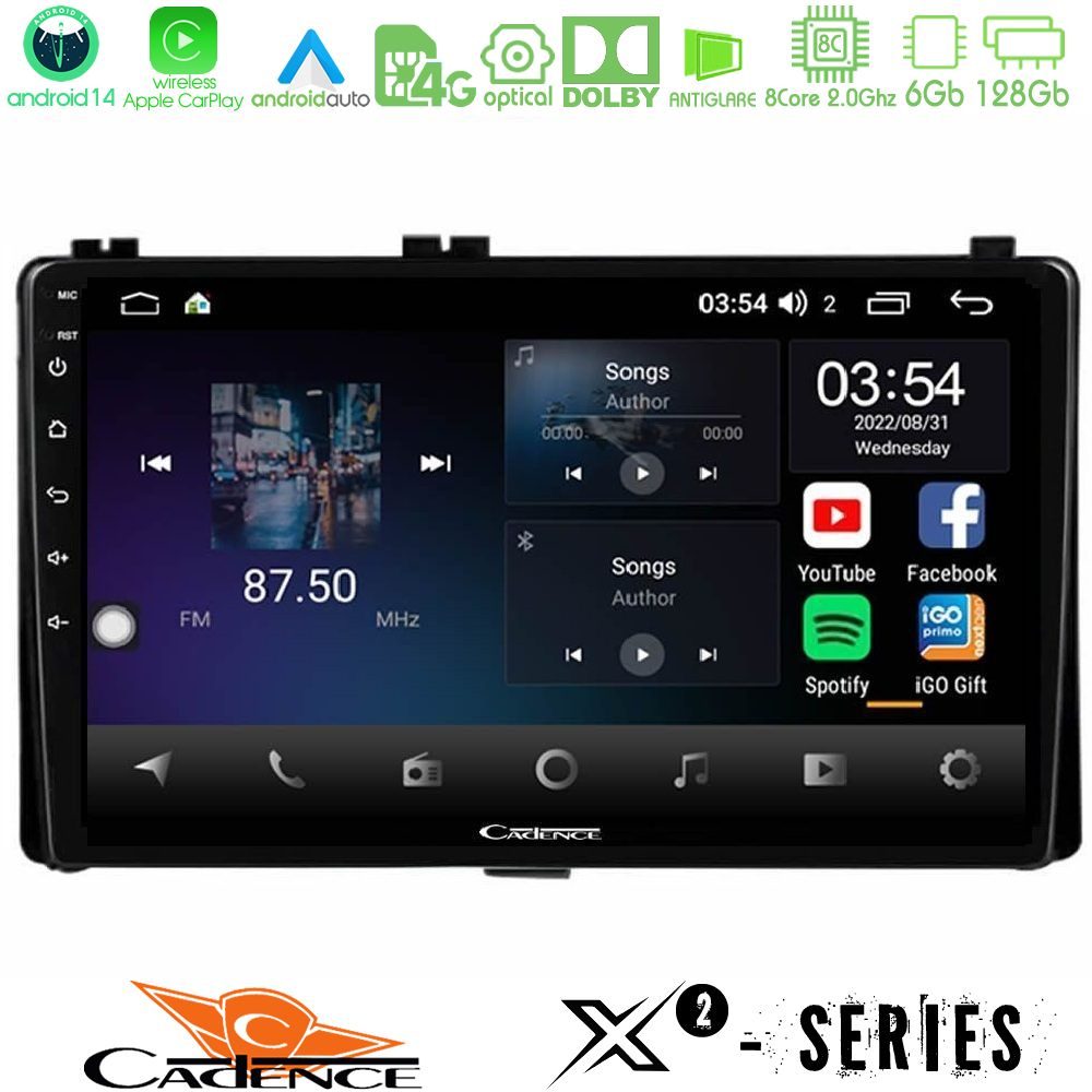 Cadence X2 Series 8Core Android14 6+128GB  Toyota Corolla/Auris 2017-2019  Navigat-ion Multimedia Tablet 9"