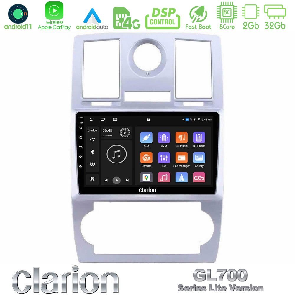 Clarion GL700 Lite Series 8Core Android11 2+32GB Chrysler 300C Navigation Multimedia Tablet 9" Με Carplay & Android Auto