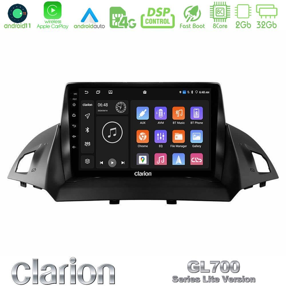 Clarion GL700 Lite Series 8Core Android11 2+32GB Ford C-Max/Kuga Navigation Multimedia Tablet 9" Με Carplay & Android Auto