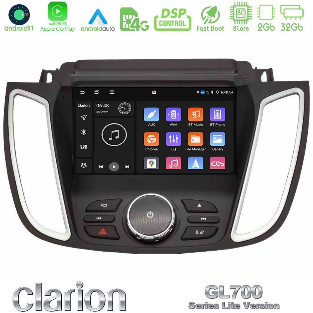 Clarion GL700 Lite Series 8Core Android11 2+32GB Ford Kuga/C-Max 2013-2019 Navigation Multimedia Tablet 9" Με Carplay & Android Auto