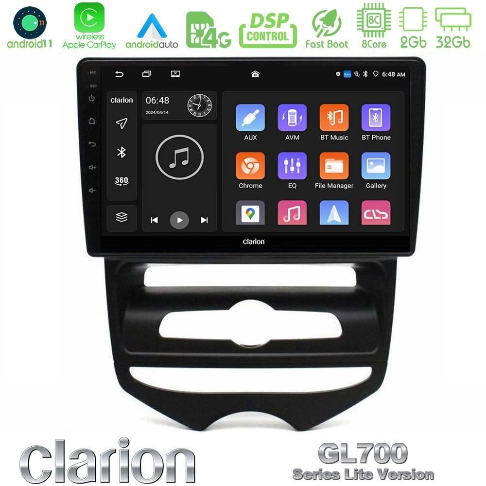 Clarion GL700 Lite Series 8Core Android11 2+32GB Hyundai ix20 2010-2020 (MANUAL A/C) Navigation Multimedia Tablet 10" Με Carplay & Android Auto