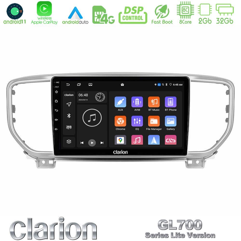 Clarion GL700 Lite Series 8Core Android11 2+32GB Kia Sportage 2018-2021 Navigation Multimedia Tablet 9" Με Carplay & Android Auto