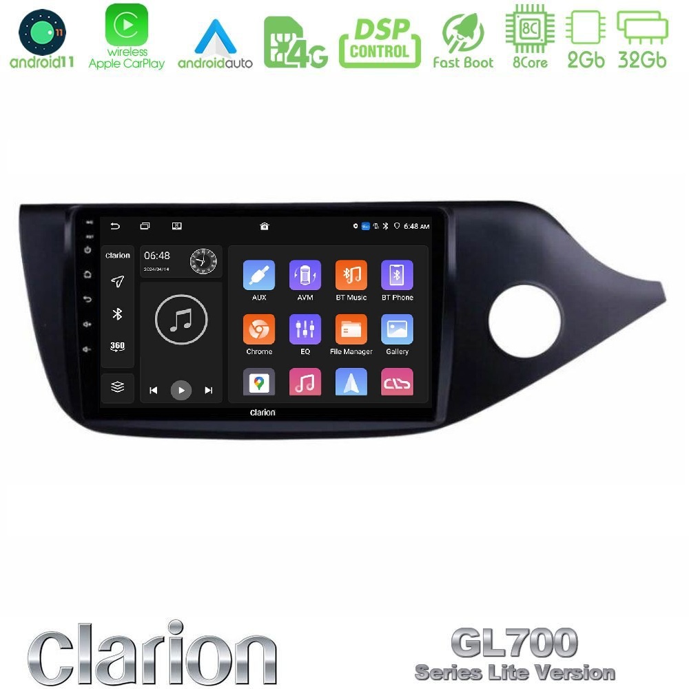 Clarion GL700 Lite Series 8Core Android11 2+32GB Kia Cee’d/ProCeed 2013-2017 RHD Navigation Multimedia Tablet 9" Με Carplay & Android Auto