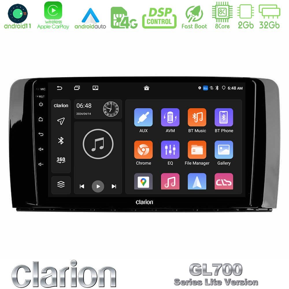 Clarion GL700 Lite Series 8Core Android11 2+32GB Mercedes R Class Navigation Multimedia Tablet 9" Με Carplay & Android Auto