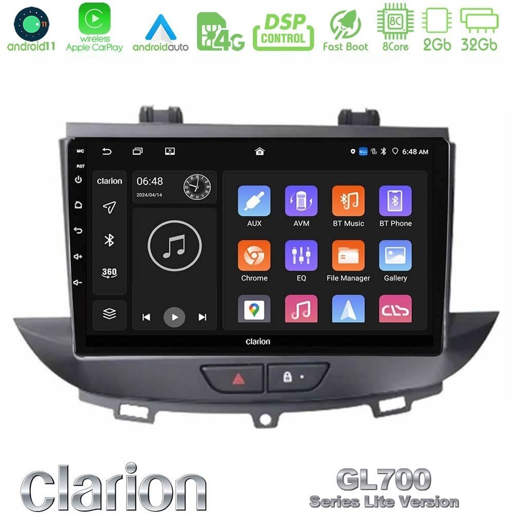 Clarion GL700 Lite Series 8Core Android11 2+32GB Opel Grandland/Crossland X Navigation Multimedia Tablet 9" Με Carplay & Android Auto