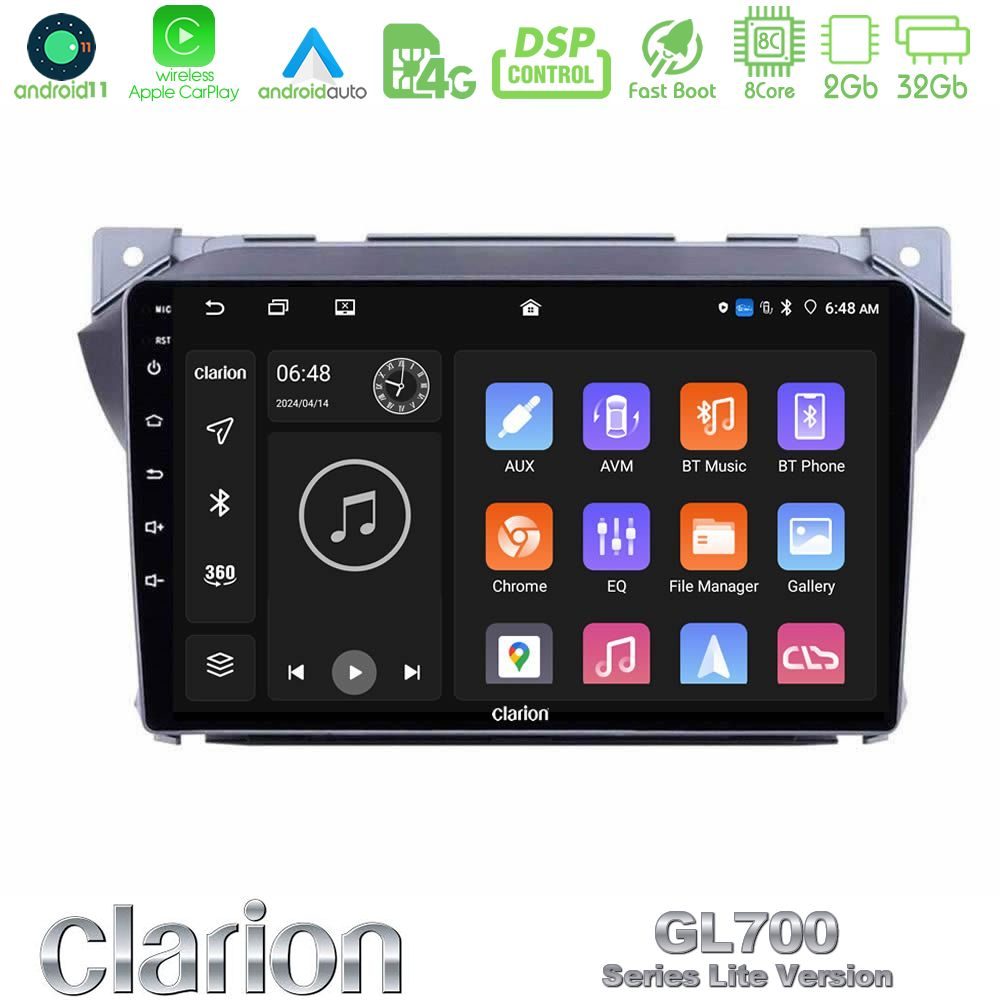 Clarion GL700 Lite Series Suzuki Alto & Nissan Pixo 8Core Android11 2+32GB Navigation Multimedia Tablet 9" Με Carplay & Android Auto