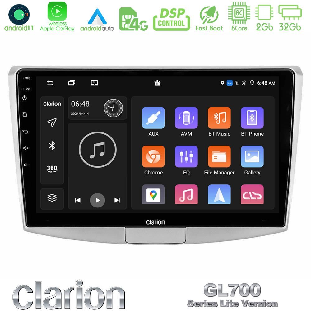 Clarion GL700 Lite Series 8Core Android11 2+32GB VW Passat Navigation Multimedia Tablet 10" Με Carplay & Android Auto