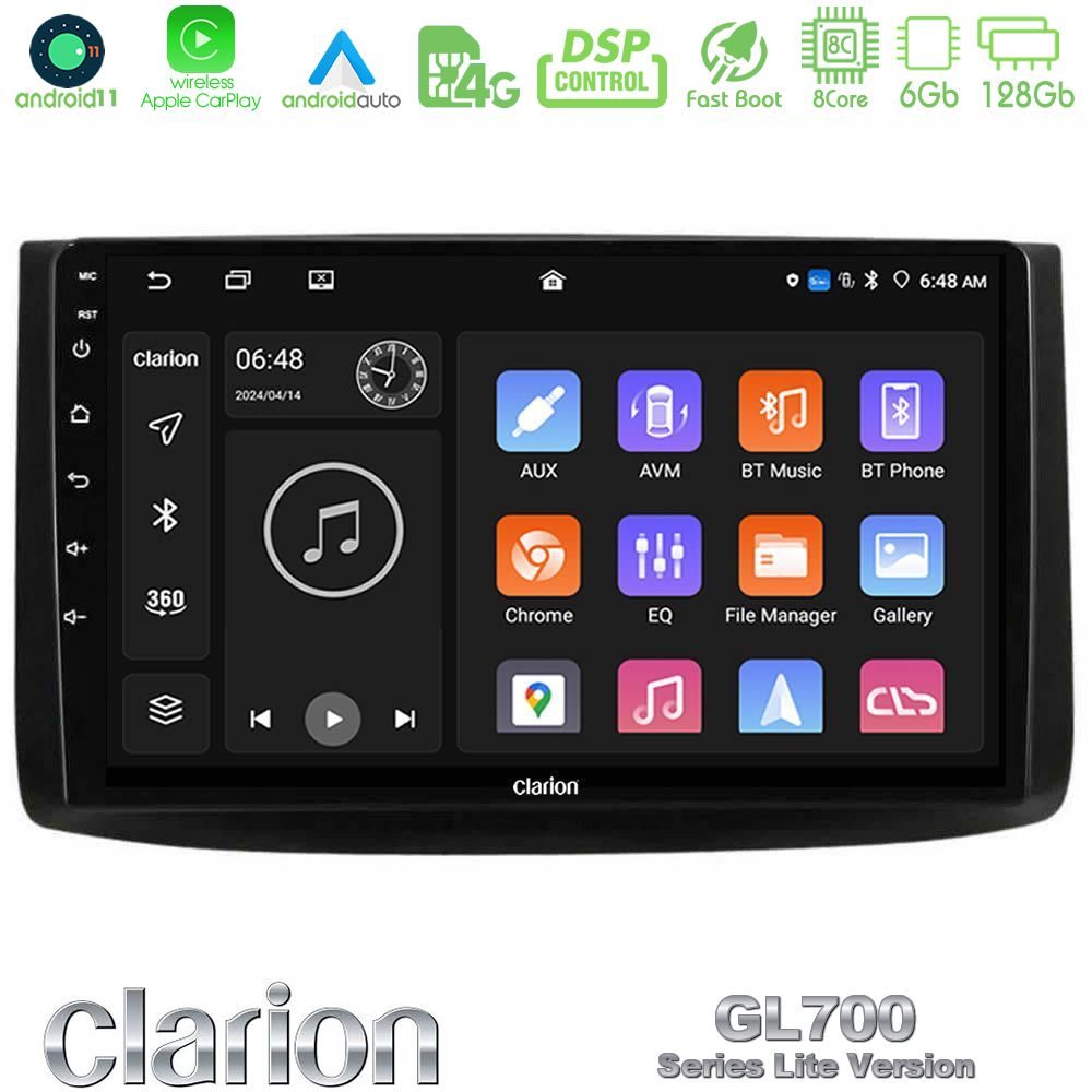 Clarion GL700 Lite Series 8Core Android11 6+128GB Chevrolet Aveo 2006-2010 Navigation Multimedia Tablet 9" Με Carplay & Android Auto