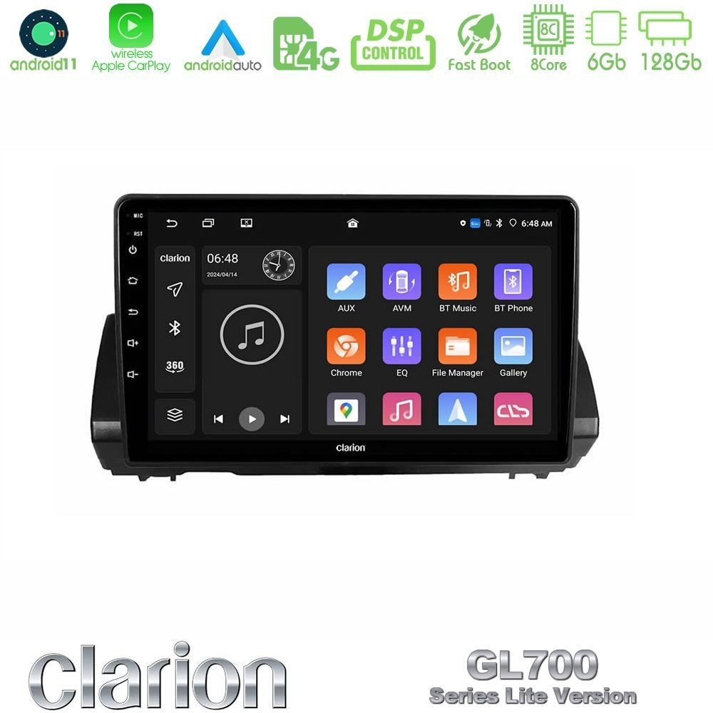 Clarion GL700 Lite Series 8Core Android11 6+128GB Dacia Sandero/Logan/Jogger 2022-> Navigation Multimedia Tablet 9" Με Carplay & Android Auto