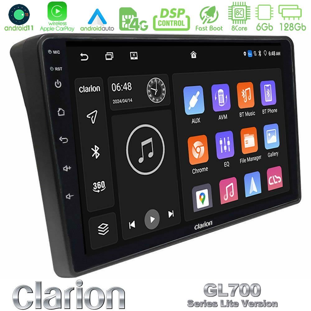 Clarion GL700 Lite Series 8Core Android11 6+128GB Fiat Ducato/Citroen Jumper/Peugeot Boxer Navigation Multimedia Tablet 9" Με Carplay & Android Auto