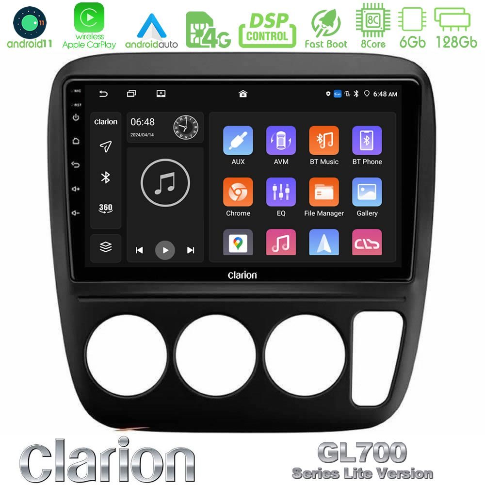 Clarion GL700 Lite Series 8Core Android11 6+128GB Honda CRV 1997-2001 Navigation Multimedia Tablet 9" Με Carplay & Android Auto