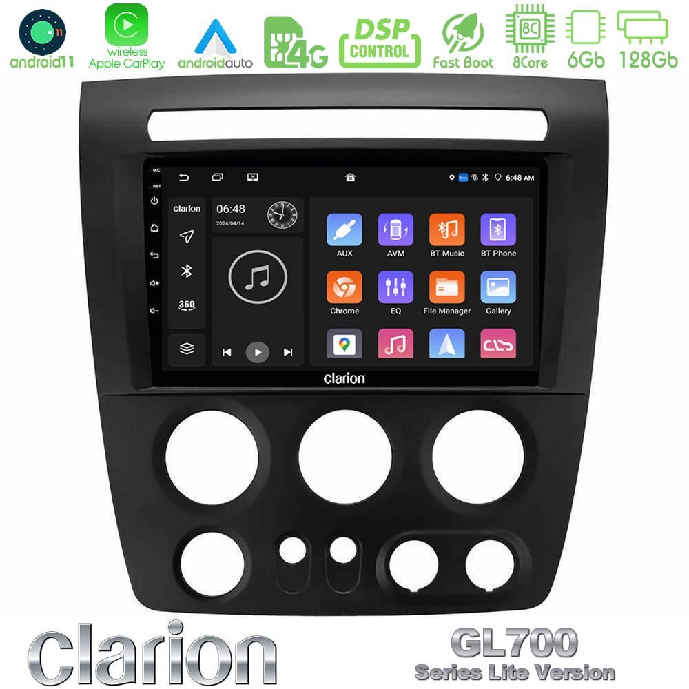 Clarion GL700 Lite Series 8Core Android11 6+128GB Hummer H3 2005-2009 Navigation Multimedia Tablet 9" Με Carplay & Android Auto