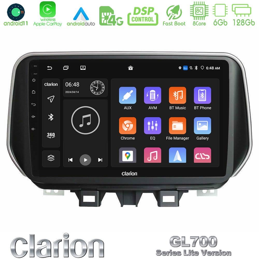 Clarion GL700 Lite Series 8Core Android11 6+128GB Hyundai ix35 Navigation Multimedia Tablet 10" Με Carplay & Android Auto