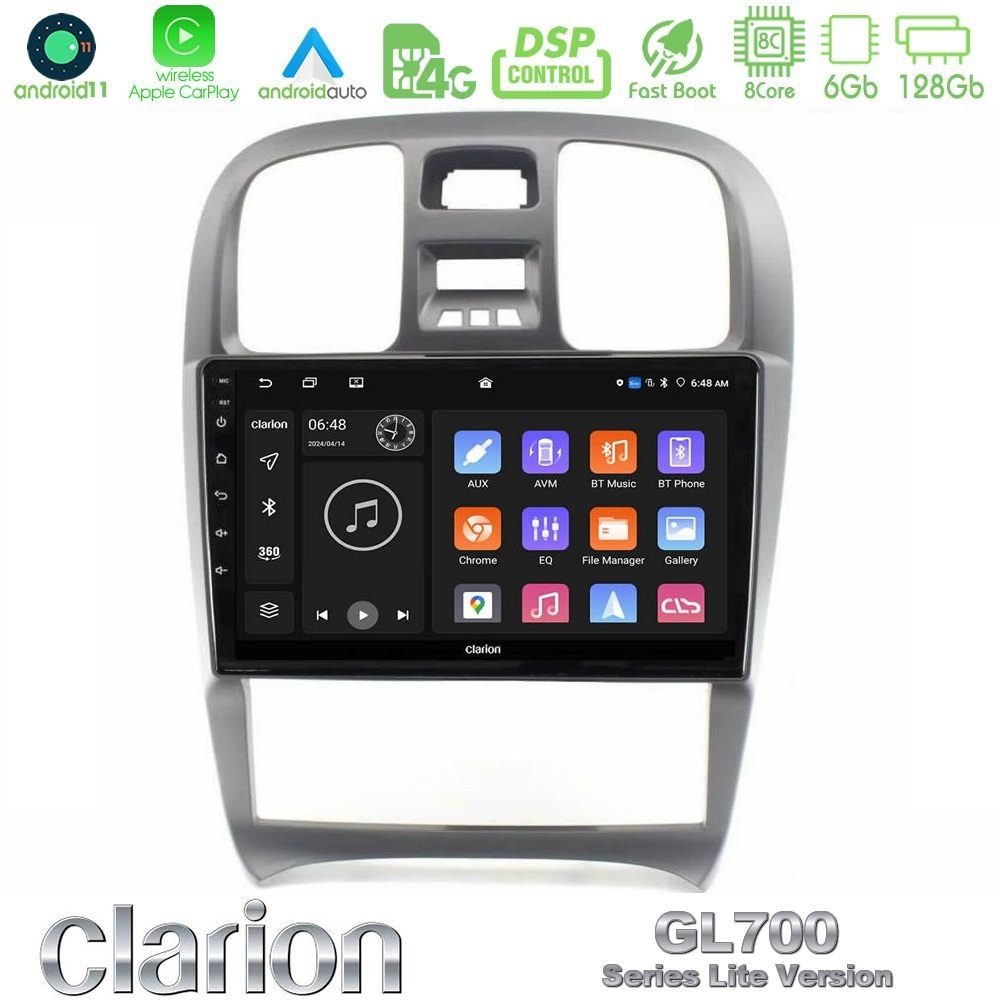 Clarion GL700 Lite Series 8Core Android11 6+128GB Hyundai Sonata 2001-2005 Navigation Multimedia Tablet 9" Με Carplay & Android Auto