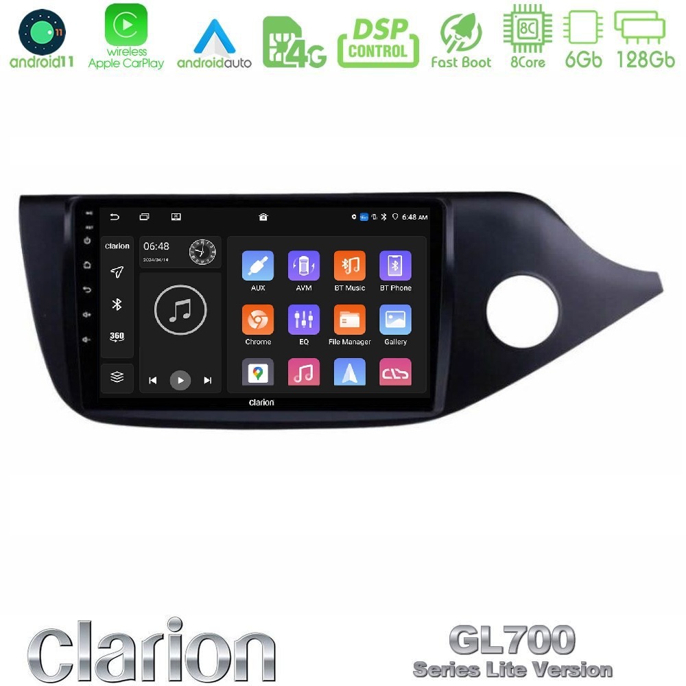 Clarion GL700 Lite Series 8Core Android11 6+128GB Kia Cee’d/ProCeed 2013-2017 RHD Navigation Multimedia Tablet 9" Με Carplay & Android Auto