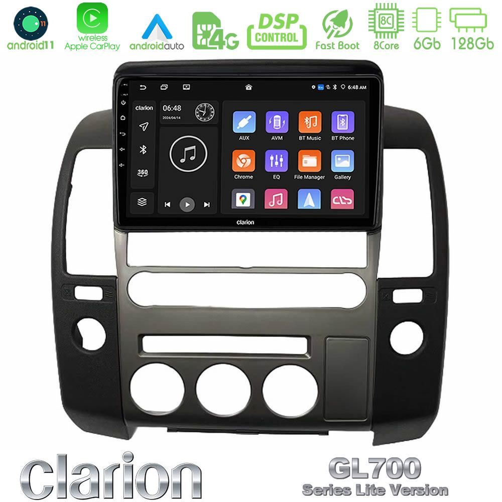 Clarion GL700 Lite Series 8Core Android11 6+128GB  Nissan Navara D40 2006-2012 (με εργ.οθόνη) Navigation Multimedia Tablet 9" Με Carplay & Android Auto