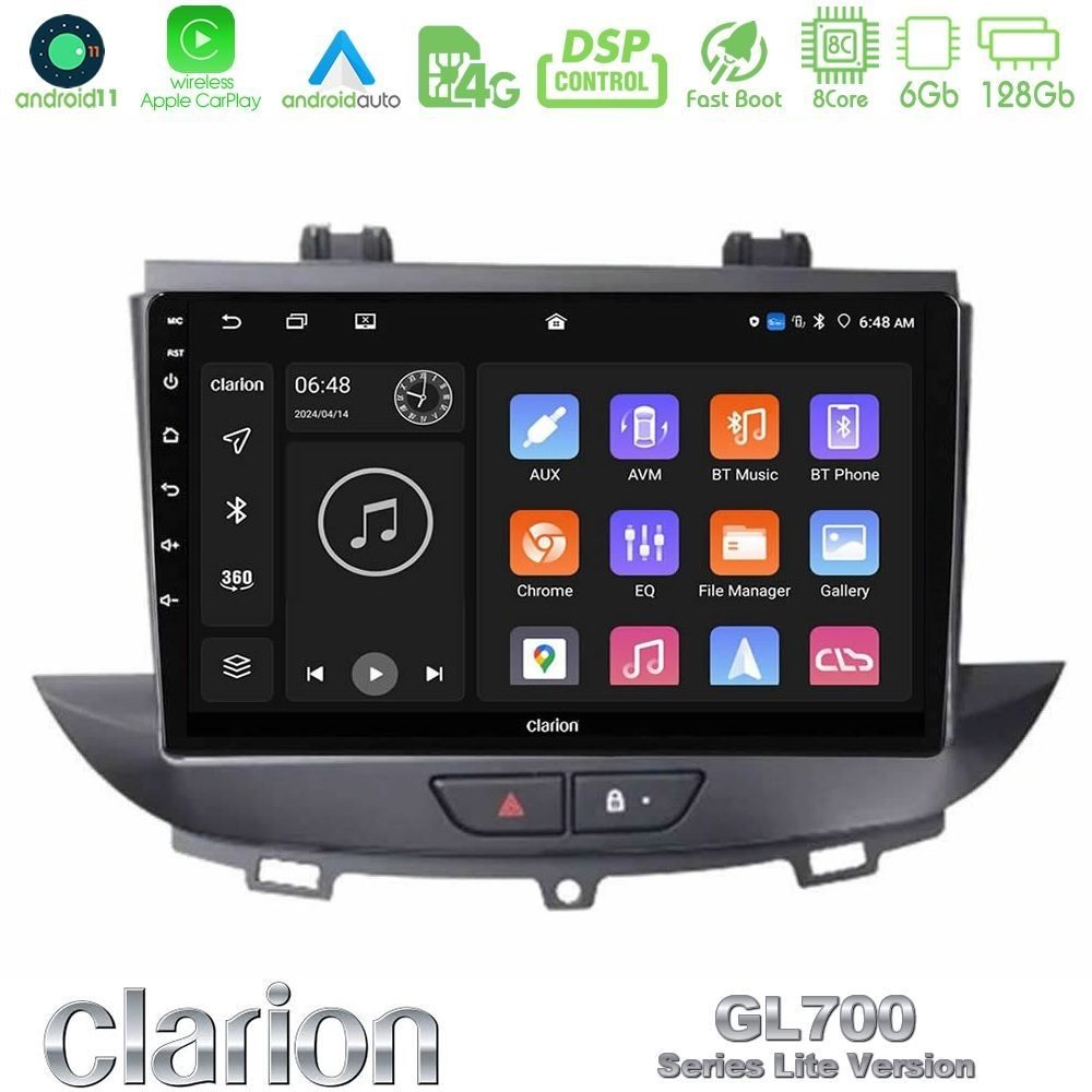 Clarion GL700 Lite Series 8Core Android11 6+128GB Opel Grandland/Crossland X Navigation Multimedia Tablet 9" Με Carplay & Android Auto