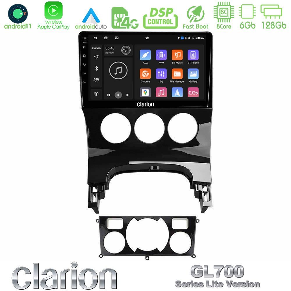 Clarion GL700 Lite Series 8Core Android11 6+128GB Peugeot 3008 AUTO A/C Navigation Multimedia Tablet 9" Με Carplay & Android Auto