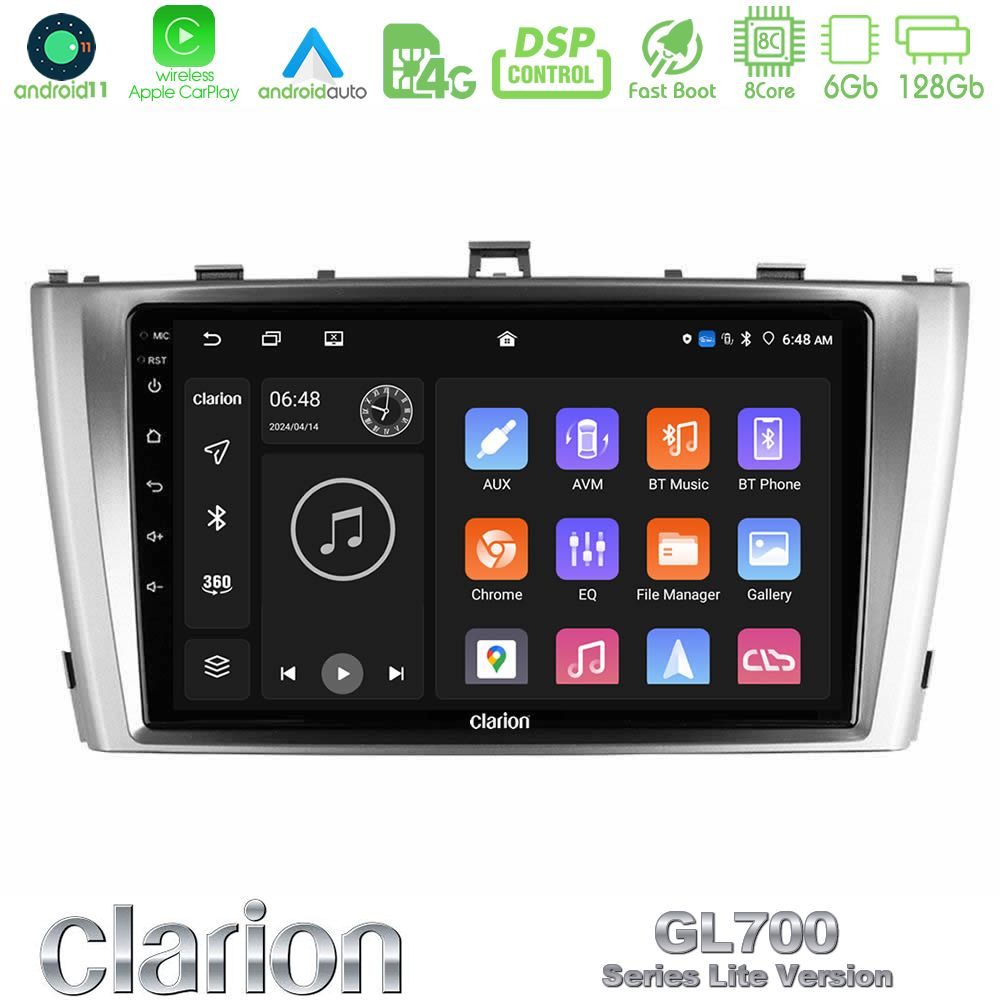 Clarion GL700 Lite Series 8Core Android11 6+128GB Toyota Avensis T27 Navigation Multimedia Tablet 9" Με Carplay & Android Auto