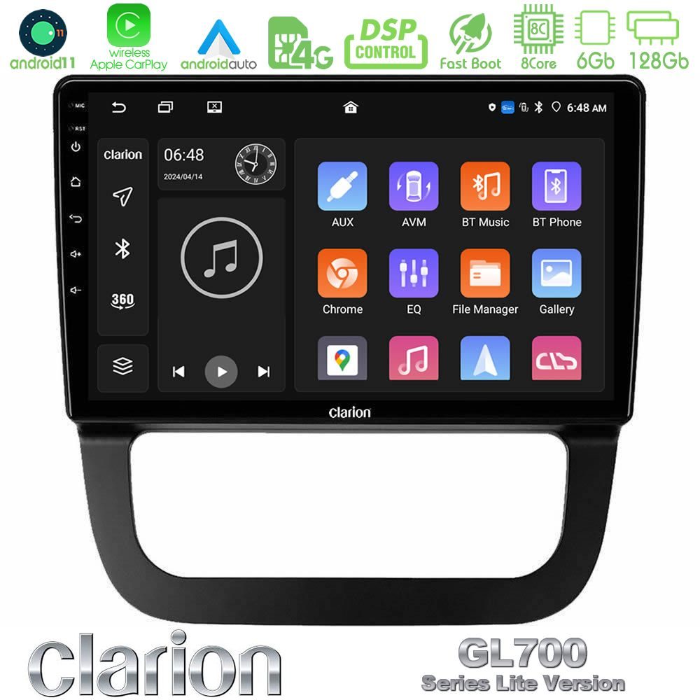 Clarion GL700 Lite Series 8Core Android11 6+128GB VW Jetta Navigation Multimedia Tablet 10" Με Carplay & Android Auto
