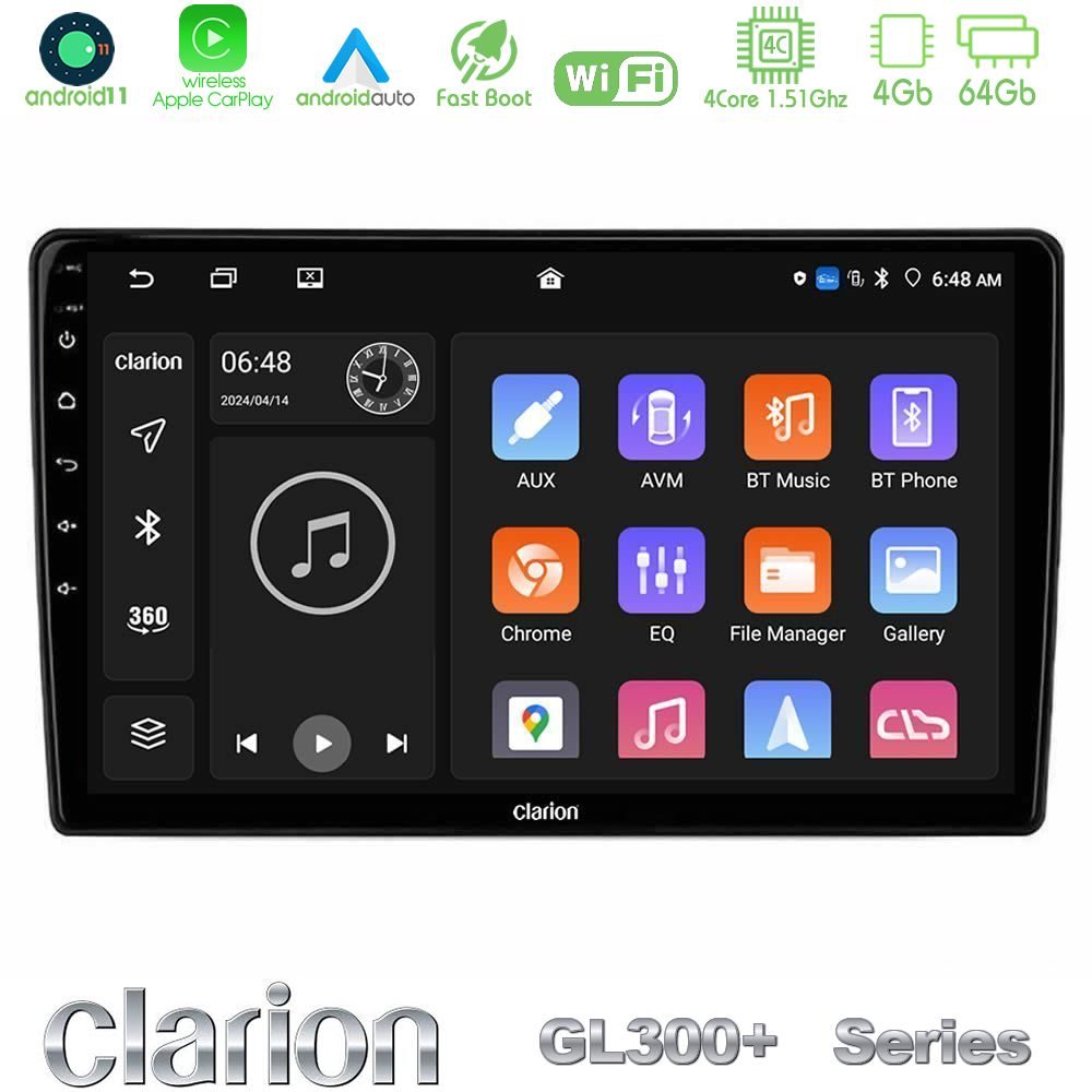 Clarion GL300+ Series 4Core Android11 4+64GB  Alfa Romeo Mito 2008-2014 Navigation Multimedia Tablet 9"