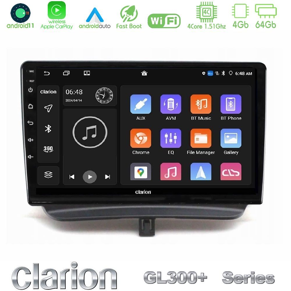 Clarion GL300+ Series 4Core Android11 4+64GB  Ford Courier 2015-2023 Navigation Multimedia Tablet 9"