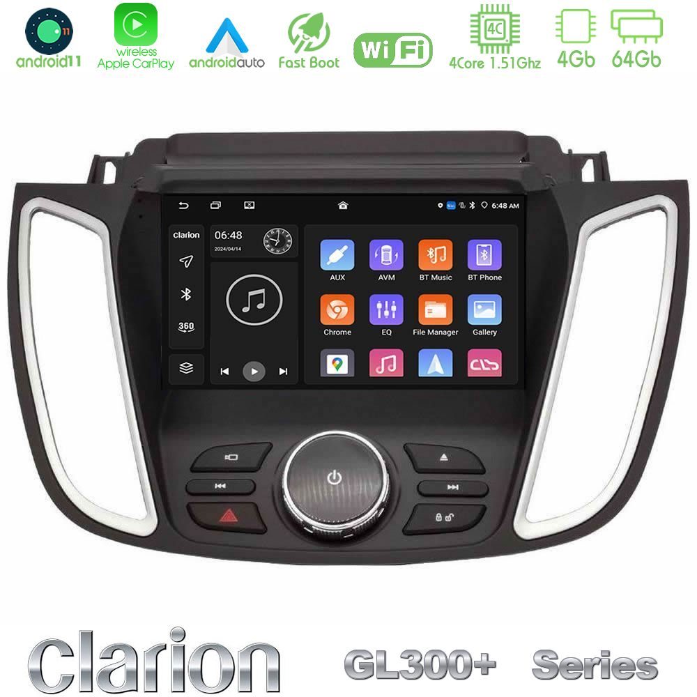 Clarion GL300+ Series 4Core Android11 4+64GB  Ford Kuga/C-Max 2013-2019 Navigation Multimedia Tablet 9"