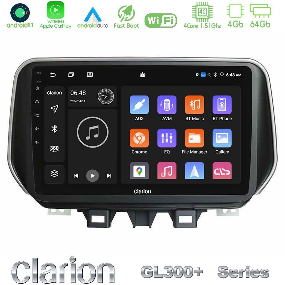 Clarion GL300+ Series 4Core Android11 4+64GB  Hyundai Tucson 2019-> Navigation Multimedia Tablet 9"