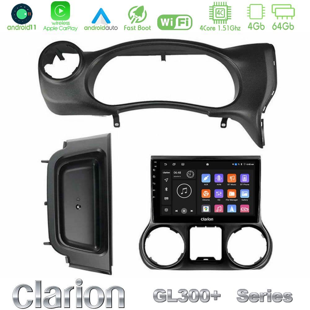 Clarion GL300+ Series 4Core Android11 4+64GB  Jeep Wrangler 2014-2017 Navigation Multimedia Tablet 10"
