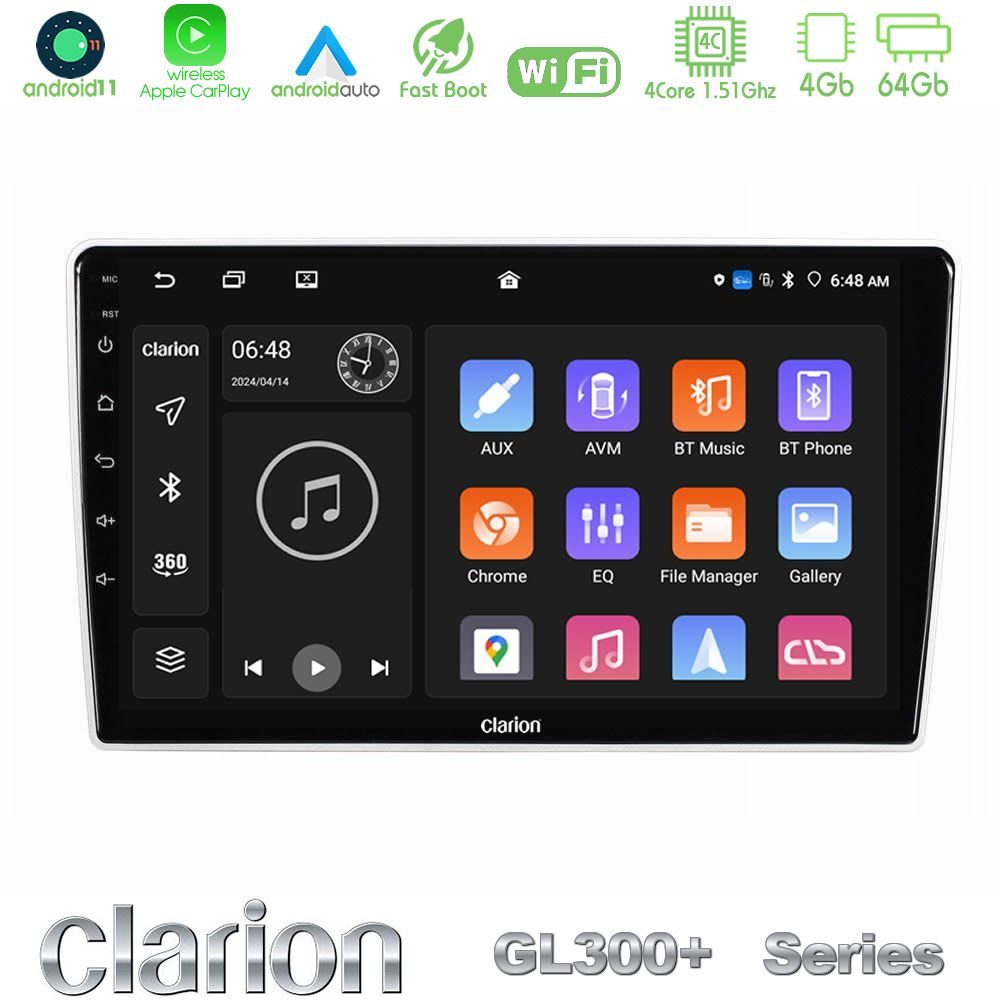 Clarion GL300+ Series 4Core Android11 4+64GB  Kia Sportage 2005-2008 Navigation Multimedia Tablet 9"
