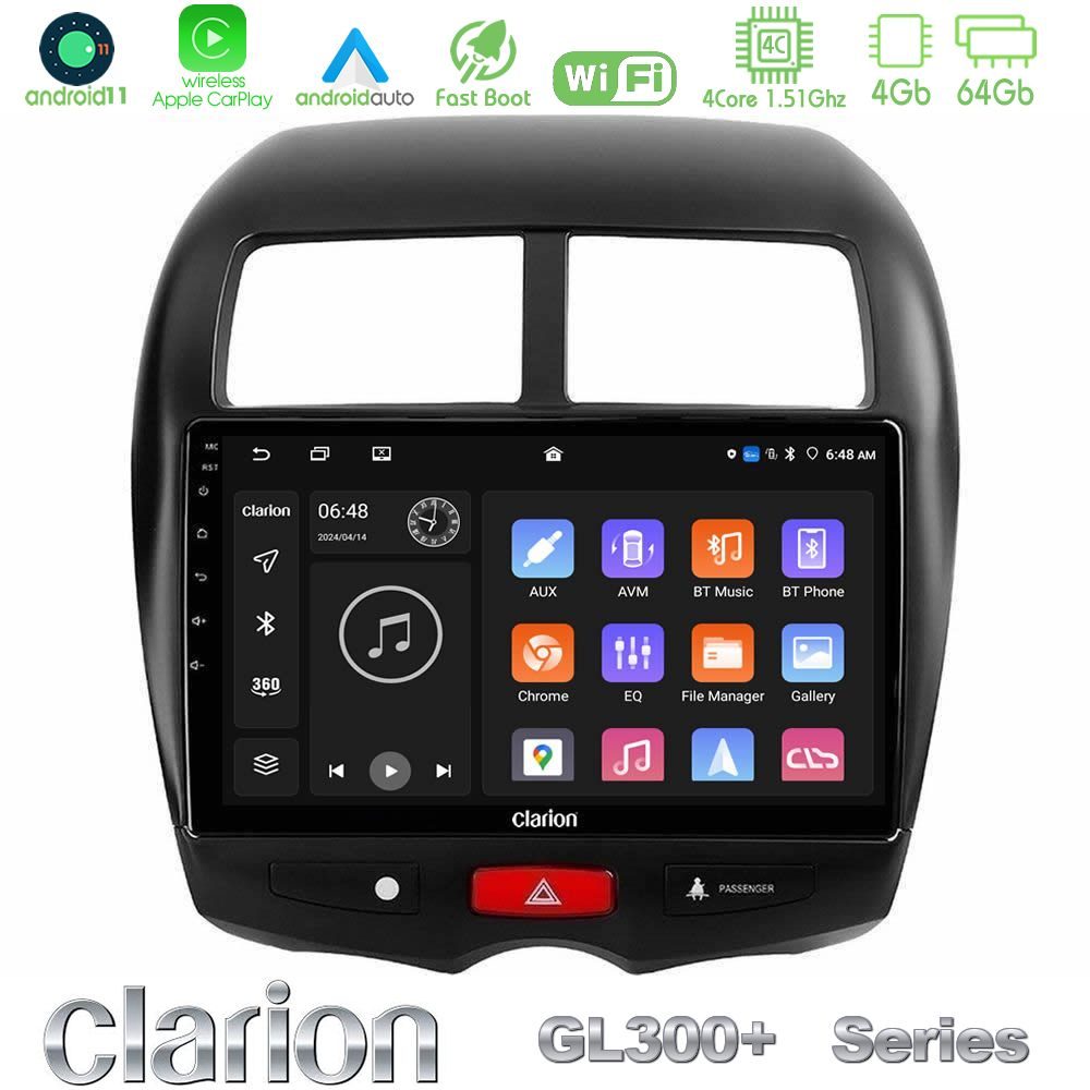 Clarion GL300+ Series 4Core Android11 4+64GB  Mitsubishi ASX Navigation Multimedia Tablet 10"