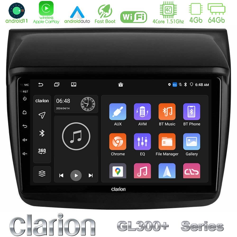 Clarion GL300+ Series 4Core Android11 4+64GB  Mitsubishi L200 Navigation Multimedia Tablet 9"