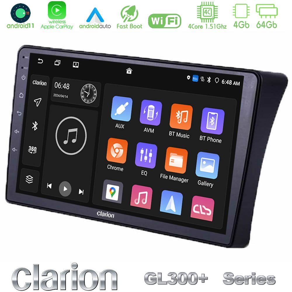 Clarion GL300+ Series 4Core Android11 4+64GB  Nissan Navara D40 Navigation Multimedia Tablet 9"