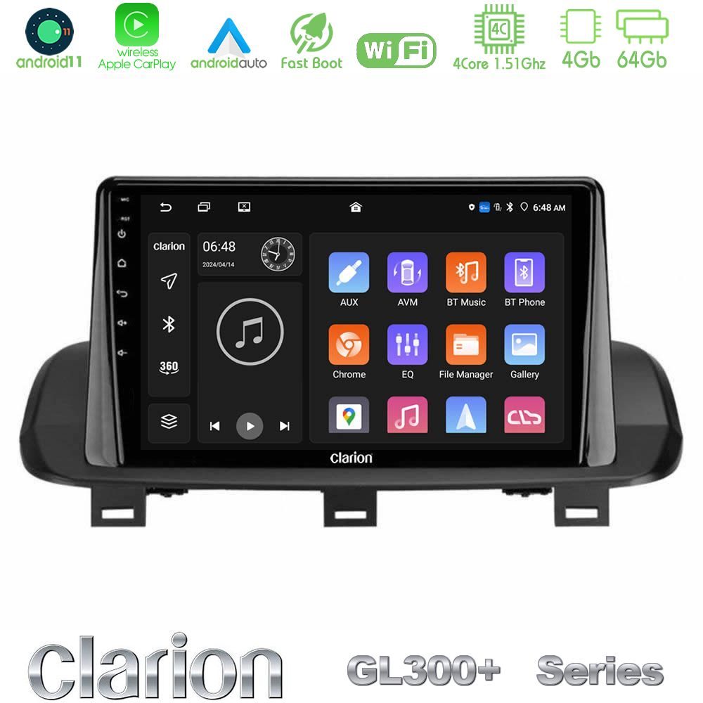 Clarion GL300+ Series 4Core Android11 4+64GB  Nissan Qashqai J12 amp; X-Trail T33 Navigation Multimedia Tablet 10"