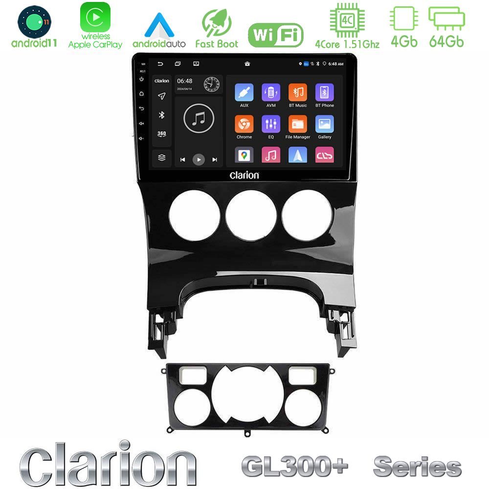 Clarion GL300+ Series 4Core Android11 4+64GB  Peugeot 3008 AUTO A/C Navigation Multimedia Tablet 9"