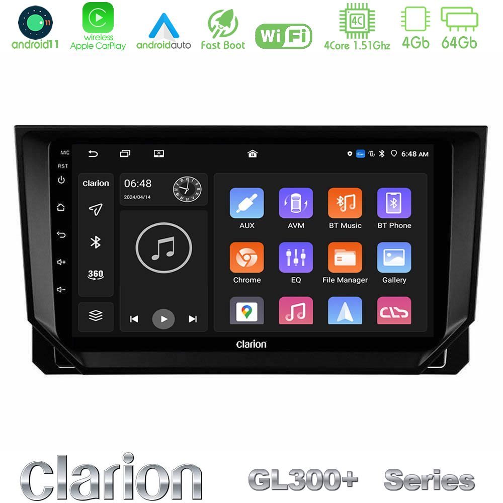 Clarion GL300+ Series 4Core Android11 4+64GB  Seat Arona/Ibiza Navigation Multimedia Tablet 9"