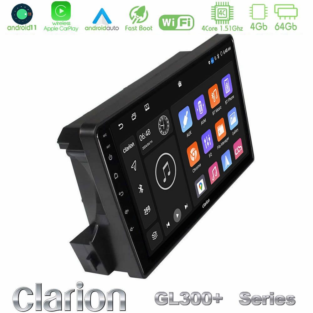 Clarion GL300+ Series 4Core Android11 4+64GB Ssangyong Actyon/Kyron 2005-2014 Navigation Multimedia Tablet 9"