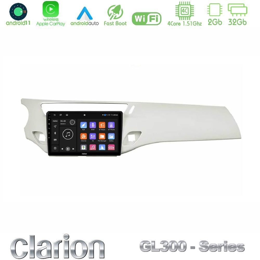 Clarion GL300 Series 4Core Android11 2+32GB Citroen C3 2009-2016 Navigation Multimedia Tablet 9" Με Carplay & Android Auto