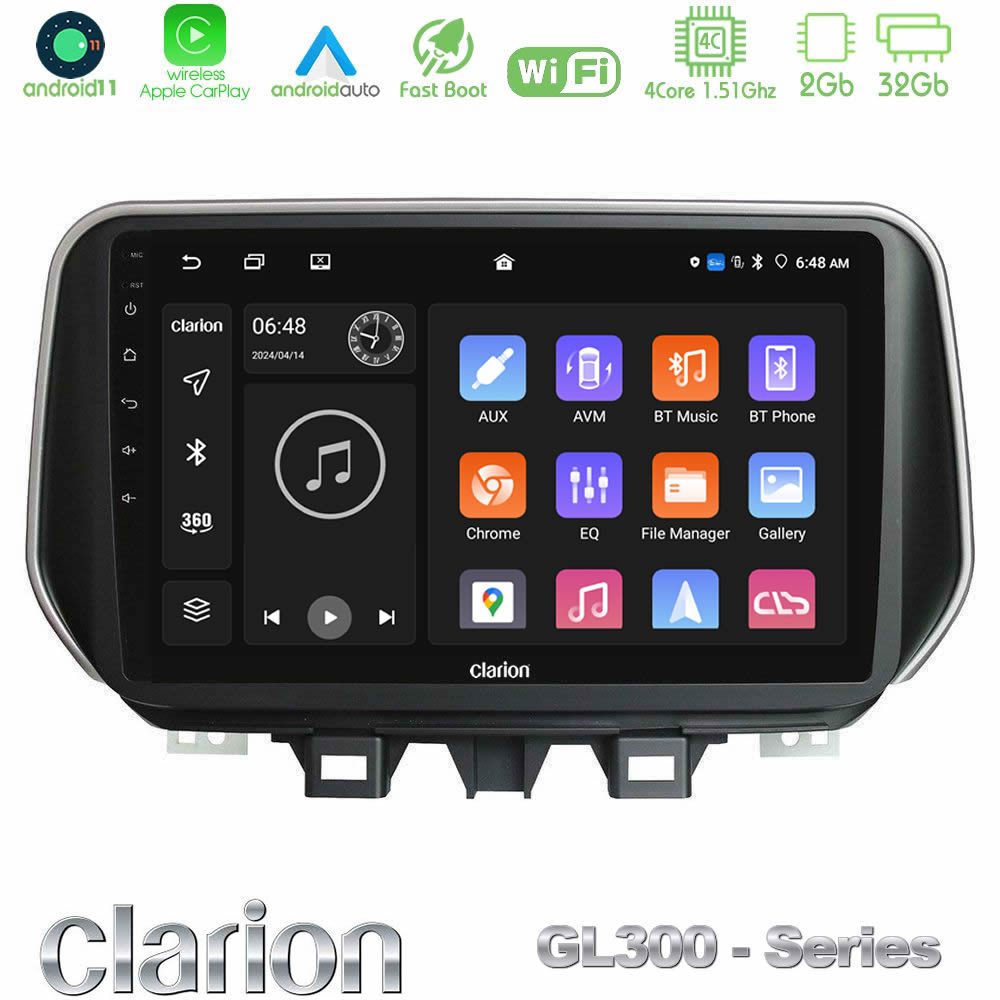 Clarion GL300 Series 4Core Android11 2+32GB Hyundai ix35 Navigation Multimedia Tablet 10" Με Carplay & Android Auto